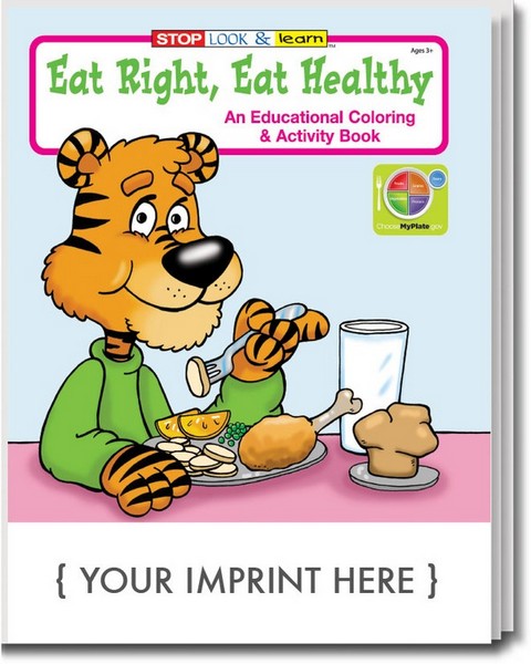 CS0430 Eat Right, Eat Healthy Coloring and Activity BOOK with Custom I